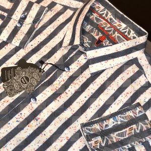 Visconti Black Label Striped Paint Splatter Shirt